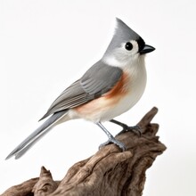 Tufted Titmouse Bird Isolated On White Background. Generative AI