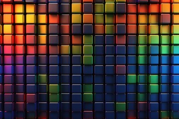 Colorful three dimensional cube background texture created with generative AI technology.