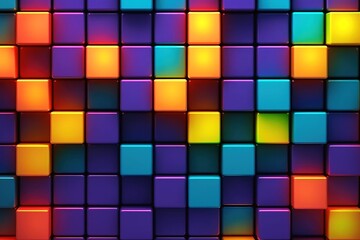 Wall Mural - Colorful three dimensional cube background texture created with generative AI technology.