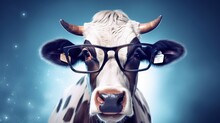 A Cow With Glasses In The Moon Generative Ai