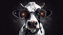 A Cow With Glasses In The Moon Generative Ai