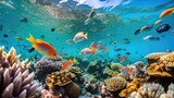 Fototapeta  - great barrier reef with colorfull fishes generative ai