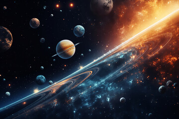 Wall Mural - planets galaxy outer space background