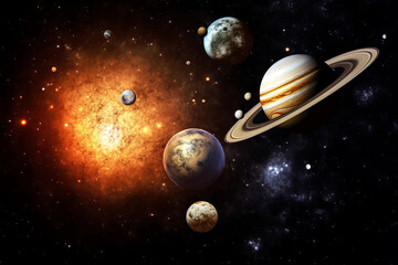 Wall Mural - planets galaxy outer space background