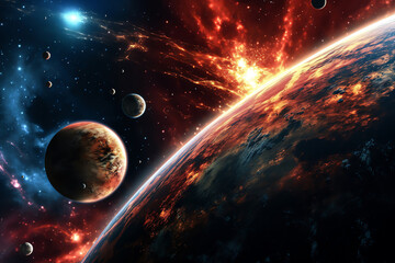 Wall Mural - planets galaxy outer space background