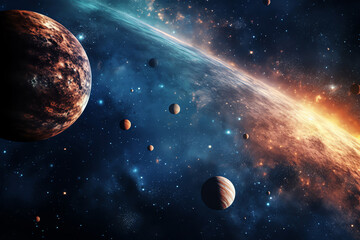 Wall Mural - planets galaxy outer space background
