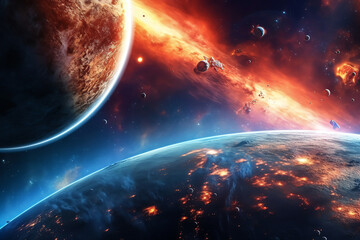 Wall Mural - planets galaxy outer space background