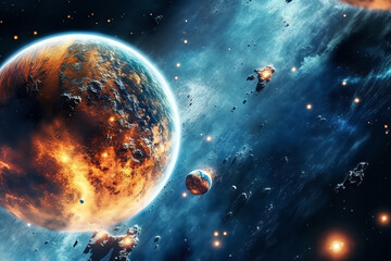 Wall Mural - planets galaxy outer space background