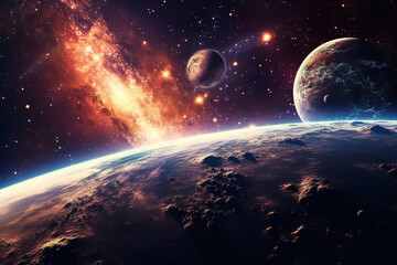 Wall Mural - planets galaxy outer space background