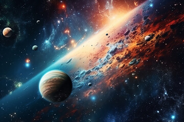 Wall Mural - planets galaxy outer space background