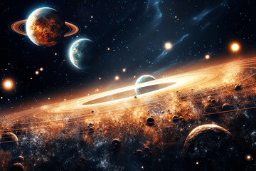 Wall Mural - planets galaxy outer space background