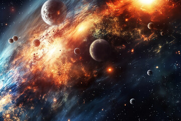 Wall Mural - planets galaxy outer space background