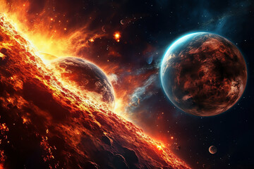 Wall Mural - planets galaxy outer space background