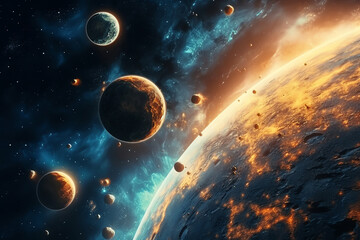 Wall Mural - planets galaxy outer space background