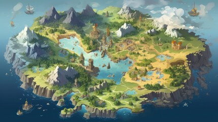 Wall Mural - RPG Game World Map