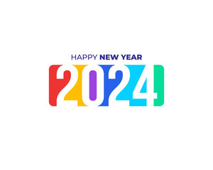 Wall Mural - 2024 Colorful New Year Logo 