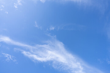 Wall Mural - blue sky and white cirrocumulus clouds texture background. blue sky on sunny day. summer sky. cloud 