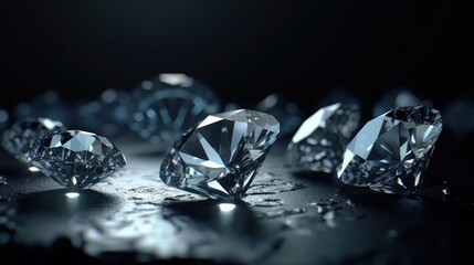 Poster - Diamonds on a dark background. Generative AI