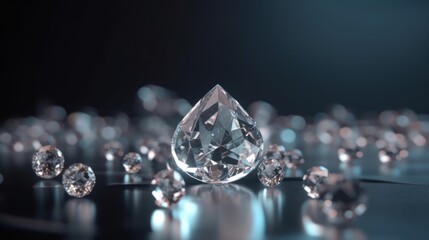 Poster - Brilliant diamonds on a black background. Generative AI
