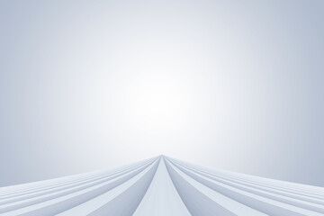 Poster - The white building lines extend and converge together, rendered in 3D.