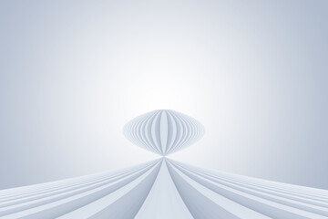 Poster - The white building lines extend and converge together, rendered in 3D.