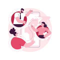 Fototapete - Mobile collaboration abstract concept vector illustration. Collaborative devices and tools, mobile enterprise teamwork, innovative networking app software, high-profile project, abstract metaphor.