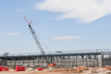 Exterior view of the Meta Mesa Data Center five-building campus under construction in Mesa, Arizona