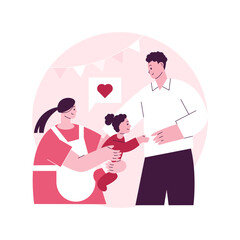 Poster - Drop-in childcare abstract concept vector illustration. Short-term childcare, babysitter service, drop-in daycare center, hourly drop-off nursery school, part-time kindergarten abstract metaphor.