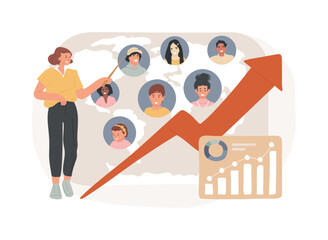 Wall Mural - Population growth isolated concept vector illustration. Census service, world population explosion, human quantity growth, natural increase rate, overpopulation, demographics vector concept.