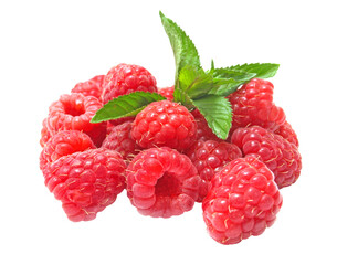 Wall Mural - Raspberry with leaf mint isolated