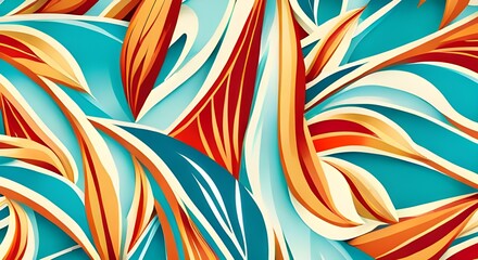 Abstract colorful floral leaves pattern