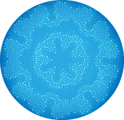 Gradient blue circle with small elements for design.