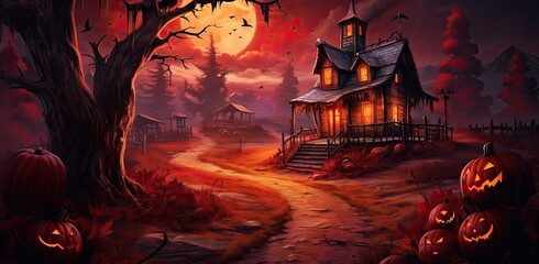 halloween in a countryside halloween background