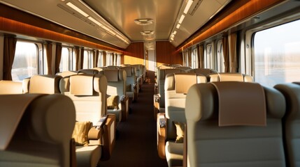 Wall Mural - Interior of luxurious train. Generative Ai