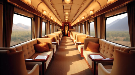 Wall Mural - Interior of luxurious train. Generative Ai