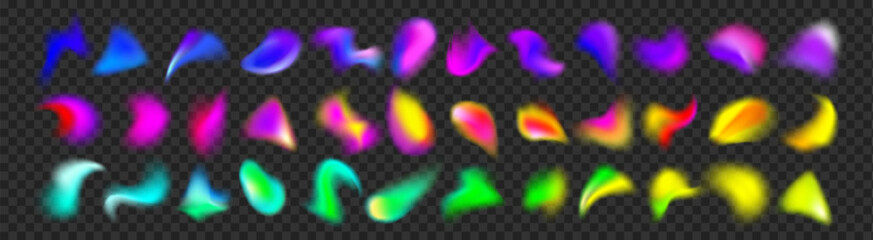 Poster - set of multicolored gradient brush strokes isolated on transparent background. vector realistic illu