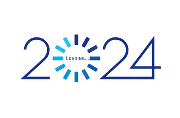 2024 Happy New Year loading. Loading progress bar for 2024 goal planning business creative concept. Vector illustration for graphic design