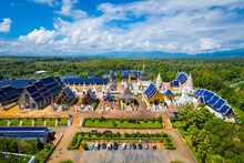 Top-view Aerial Photo From The Drone Of Wat Ban Den Temple Or Wat Den Sa Lee Sri Muang Gan At Chiang Mai, Thailand