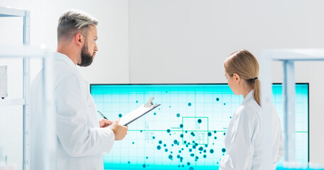 Wall Mural - team of professional scientists working on a vaccine in a modern scientific research laboratory. gen