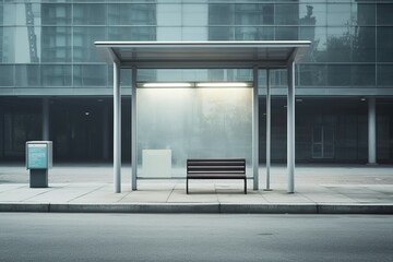 Poster - Bus stop transport. Generate Ai