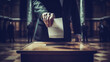 © Atchariya63 - Businessman holds envelope in hand above vote ballot , Election and democracy concept , Created with Generative Ai Technology