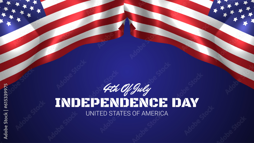 Happy 4th of July independence day USA banner template with US flags ...