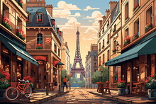 Paris Urban Landscape. Pattern With Houses. Illustration