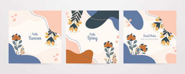 Poster - Vector flat design spring summer spring floral flower colourful colorful social media template