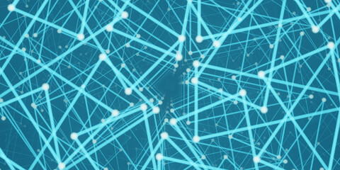 Aufkleber - Abstract digital network connection blue Block chain and technology abstract background. Net and communication concept. Big data backdrop. 3D illustration