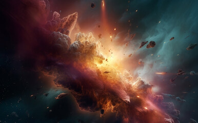 Wall Mural - galaxy, supernova and dust cloud in dark sky of astrology, universe and nebula cosmos for science re