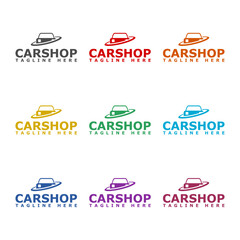 Wall Mural -  Car Shop Logo Template Design icon isolated on white background. Set icons colorful