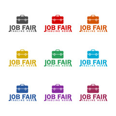Wall Mural -  Job fair logo icon icon isolated on white background. Set icons colorful