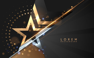 Wall Mural - Gold and silver star shapes background template