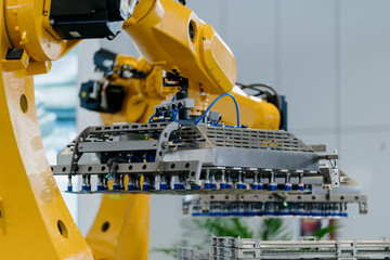 robot arm working in factory